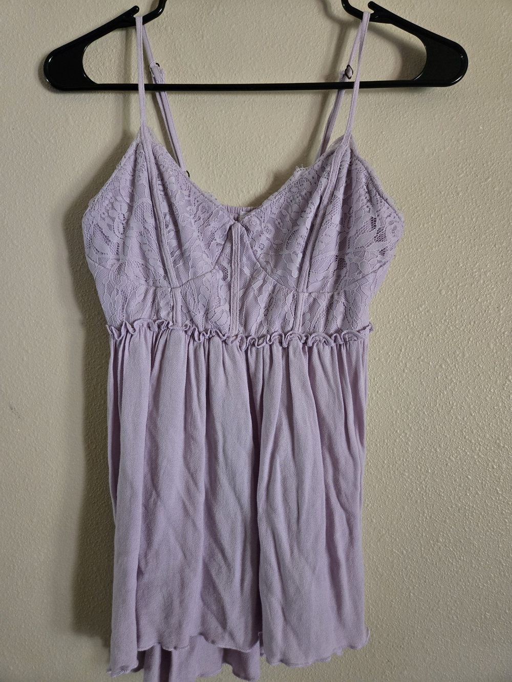 Lavender Lace-Trim Spaghetti Strap Chemise